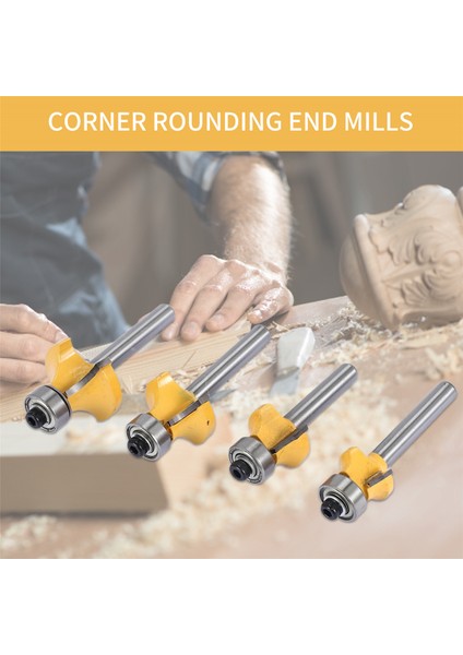 4pcs 1/4 Inç Şafak Yönlendirici Bitleri Üzerinde Köşe Yuvarlama Kenar Oluşturma Kenar Seti 5/16 Inç 3/16 Inç 1/4 Inç Ahşap Freze Kesici Için 1/8 Inç Yarıçap (Yurt Dışından) fırsatları