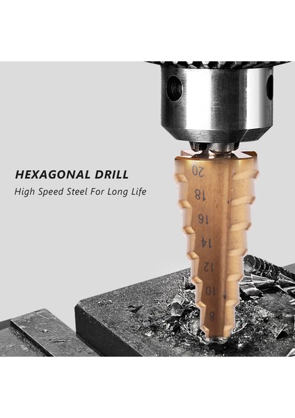 6pc Hss Adım Koni Konik Matkap Bit Set Metal Delik Kesici Metriği 3-12 4-12 4-20MM 1/4 Inç Titanyum Kaplamalı Metal Altı (Yurt Dışından) modelleri