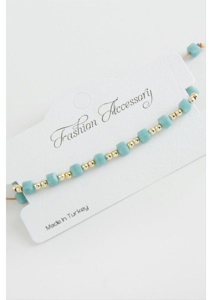 Sepetim Küp Top Metal Kristal Bileklik-Turkuaz
