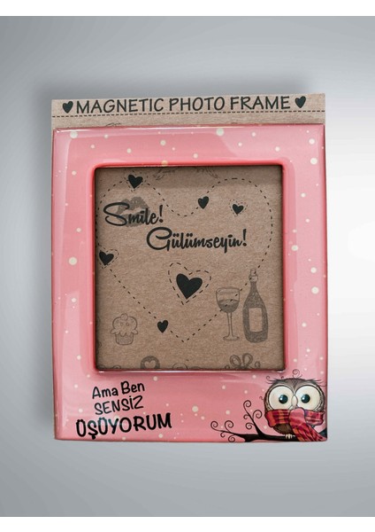 Sevimli Sözlü Çerçeve Magnet Fotoğraf Alanlı Buzdolabı Süsü 9,5 cm x 11 cm fiyatları