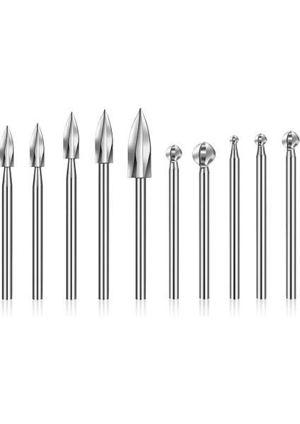 10 Parça Ahşap Oyma Bitleri Gravür Matkap Aksesuarları Döner Aletler Için Matkap Usunu Oymak Için Yuvarlak Burun Koyu (Yurt Dışından)