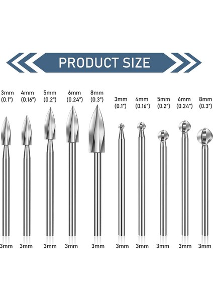 10 Parça Ahşap Oyma Bitleri Gravür Matkap Aksesuarları Döner Aletler Için Matkap Usunu Oymak Için Yuvarlak Burun Koyu (Yurt Dışından) fiyatları