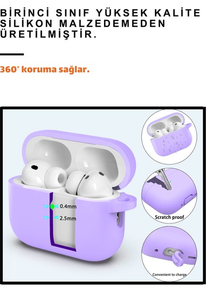 Pro 3. Nesil Uyumlu Lila Premium Silikon High Quality Kulaklık Kılıfı (2.5 MM KALINLIK) modelleri