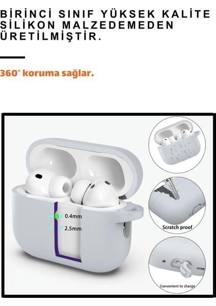 Pro 3. Nesil Uyumlu Açık Gri Premium Silikon High Quality Kulaklık Kılıfı (2.5 MM KALINLIK) modelleri