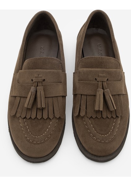 Kadın Loafer Püsküllü Günlük Ayakkabı Petlin Kahve Süet