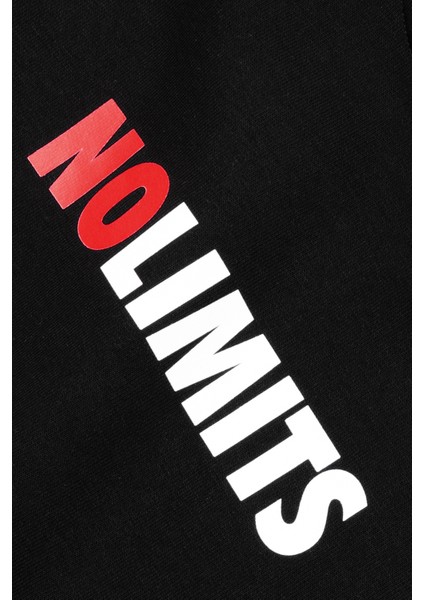 Unisex Nolimits Üç Iplik Rahat Kesim O Yaka Baskılı Pamuk Sweatshirt Siyah fırsatları