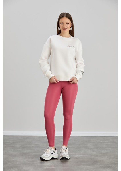 Varak Baskılı Bisiklet Yaka Üç Iplik Sweatshirt