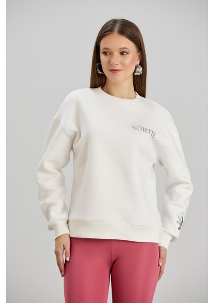 Varak Baskılı Bisiklet Yaka Üç Iplik Sweatshirt fiyatları