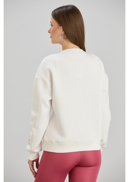 Varak Baskılı Bisiklet Yaka Üç Iplik Sweatshirt indirimleri