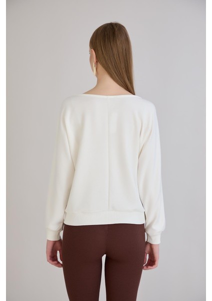 Kol Etek Kaşkorse Geniş Yaka Sweatshirt