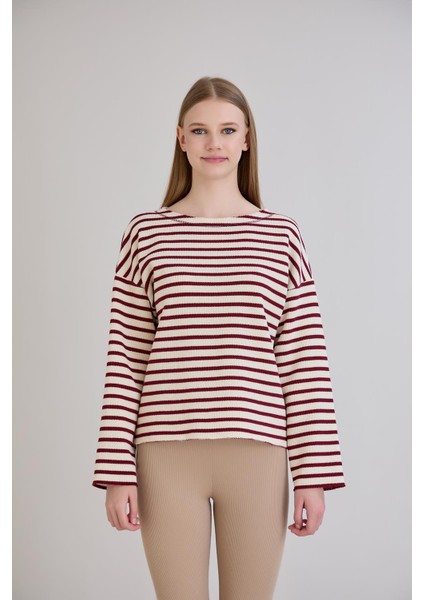 Dikiş Detay Çizgili Sweatshirt modelleri