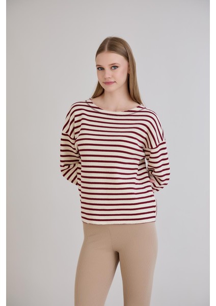 Dikiş Detay Çizgili Sweatshirt fırsatları