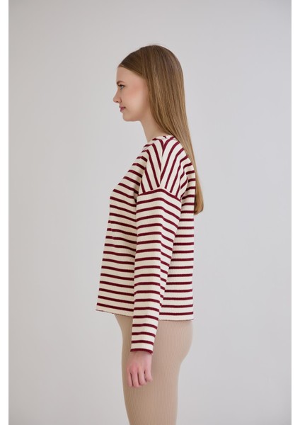 Dikiş Detay Çizgili Sweatshirt indirimleri