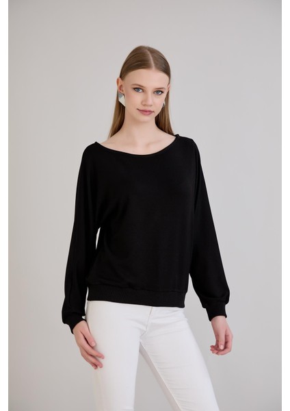 Kol Etek Kaşkorse Geniş Yaka Sweatshirt