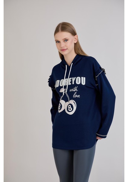 Kiraz Baskılı Kapşonlu Sweatshirt modelleri