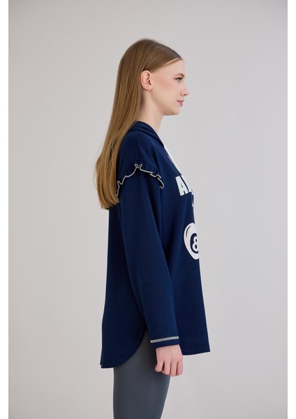 Kiraz Baskılı Kapşonlu Sweatshirt