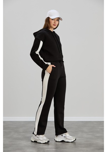 Kapüşonlu Crop Sweatshirt Siyah modelleri