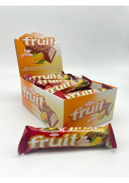 Fruit Bar - Kokolin Kaplamalı Portakal Aromalı Nuga Bar 21 gr x 24 Adet fiyatları
