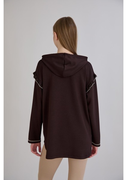 Kiraz Baskılı Kapşonlu Sweatshirt