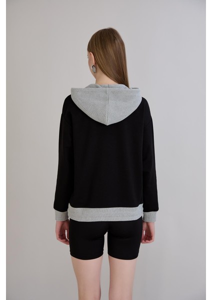Kordonlu Triko Kapşonlu Sweatshirt