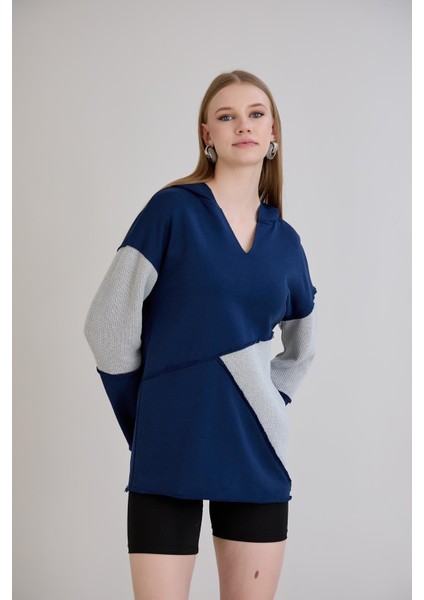 Pis Dikişli Triko Garnili Kapüşonlu Sweatshirt fırsatları