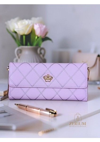 Trendy Argyle Desenli Premium Pu Deri Tri-Fold Kadın Uzun Cüzdan fırsatları