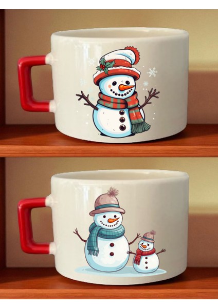 Kardan Adam Baskılı Kahve Fincanı - Anneler Günü Için Hediye, Kız Arkadaşa Doğum Günü Hediyesi