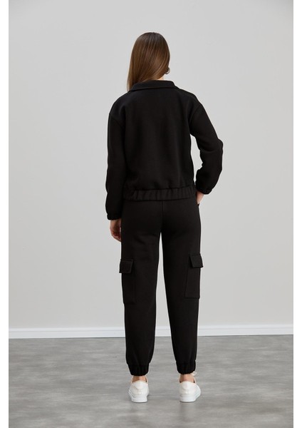 Cepli Gömlek Yaka Fermuarlı Midi Boy Sweatshirt fırsatları