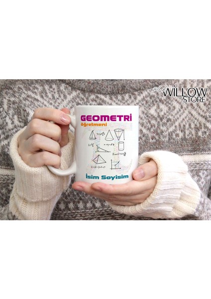 Geometri Öğretmen Temalı Kişiye Özel Seramik Kupa Bardak