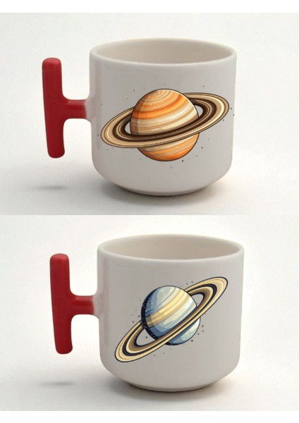 Satürn Temalı 2'li Latte Bardağı - Tıp Bayramı Hediyeleri, Ofis Için Hediye