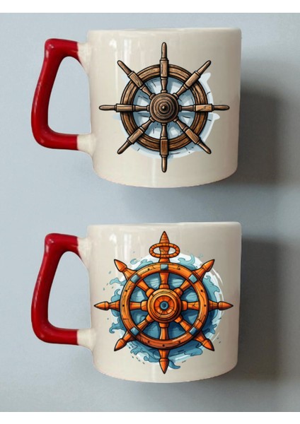 Gemi Dümenili 2'li Kupa - Öğretmenler Günü Hediyesi, Mezuniyet Hediyeleri