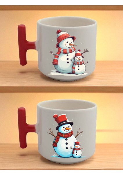 Sevimli Kardan Adam Baskılı Latte Bardağı - Öğretmenler Günü Için Hediyeler, Hediyelik Ürün