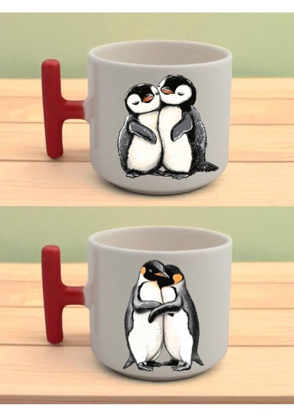 Tatlı Penguen Baskılı Latte Bardağı - Kadına Hediye, Erkek Çocuğa Hediye