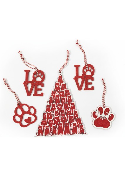 Kedi Konseptli Yılbaşı Ağacı Süsü Seti 5'li fiyatları