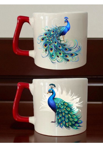 Renkli Tavus Kuşu 2'li Kupa - Mezuniyet Hediyesi, Kız Arkadaşa Alınacak Hediyeler