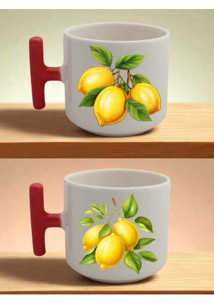 Limon Teması Baskılı 2'li Latte Bardağı - Erkek Hediyelik Eşya, Kadınlara Alınacak Hediyeler