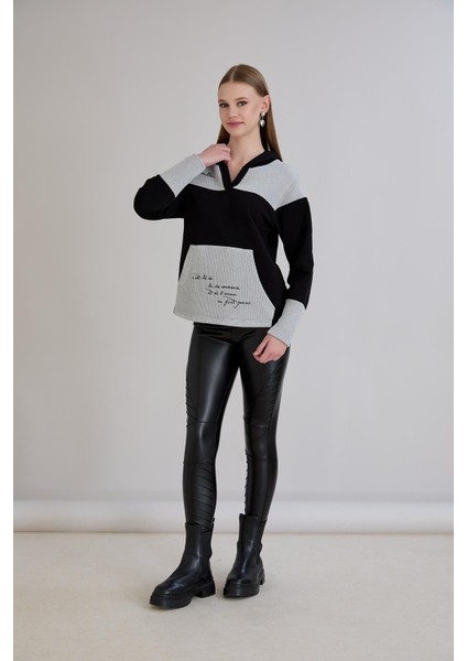 Kanguru Cepli Triko Garnili Kapüşonlu Sweatshirt fiyatları