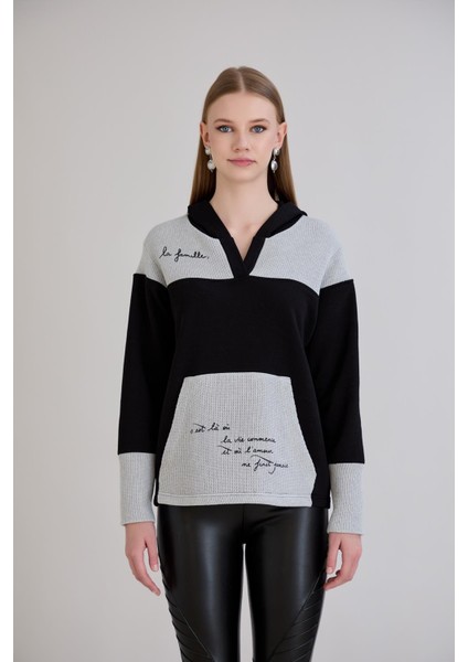 Kanguru Cepli Triko Garnili Kapüşonlu Sweatshirt modelleri