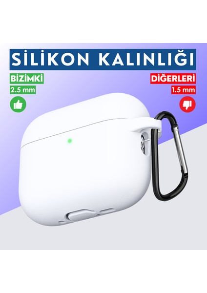 Pro 3. Nesil Uyumlu Mat Beyaz Silikon Premium Silikon High Quality Kulaklık Kılıfı (2.5 MM KALINLIK)