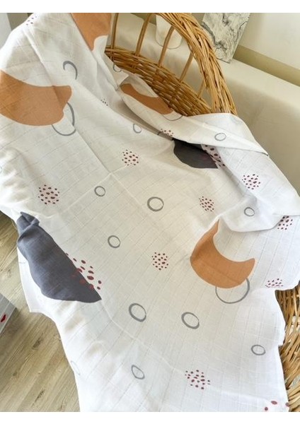 Soyut Ay Desen Organik 100*100CM Çok Amaçlı Organik Müslin Örtü