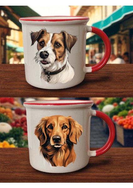 Sevimli Köpek Baskılı Ağzı Kırmızı Bardak - Erkek Arkadaşa Hediye, Bebek Hediyeler, Bebek Hediyesi