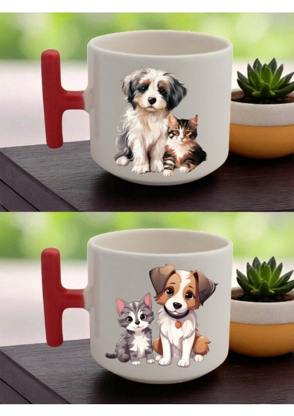 Kedi Köpek 2'li Latte Bardağı - Yakın Arkadaşa Doğum Günü Hediyesi, Sıradışı Doğum Günü Hediyeleri