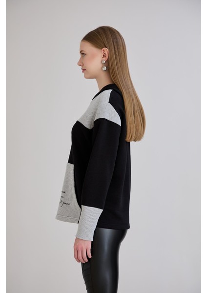 Kanguru Cepli Triko Garnili Kapüşonlu Sweatshirt