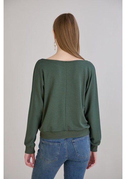 Kol Etek Kaşkorse Geniş Yaka Sweatshirt
