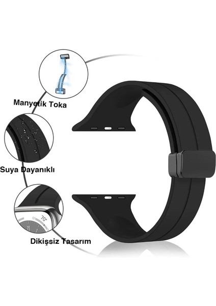Apple Watch Manyetik Silikon Kordon | Suya Dayanıklı Dikişsiz Spor Kayış 38/40/41/42 (S10)MM fiyatları