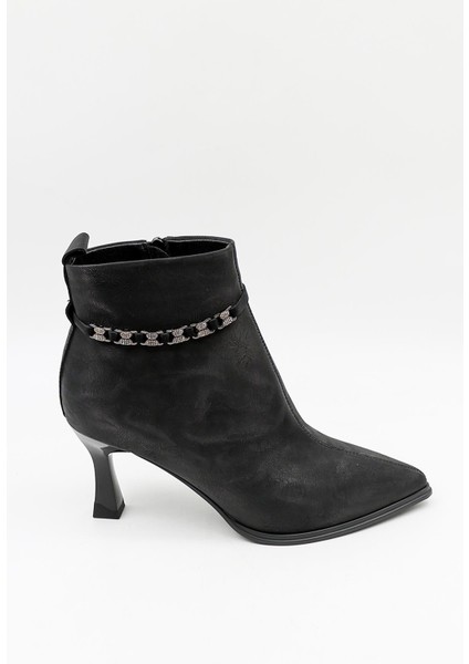 Kristebell Ithal Topuklu Taşlı Aksesuar Detaylı Fermuarlı Bot 2509 - Siyah - 36