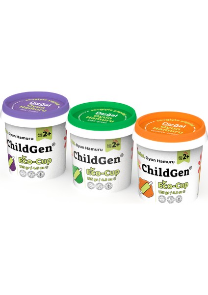 Doğal Oyun Hamuru - Eco Cup- 3'lü Ara Renkler (mor - Yeşil - Turuncu) 3x125gr fiyatları