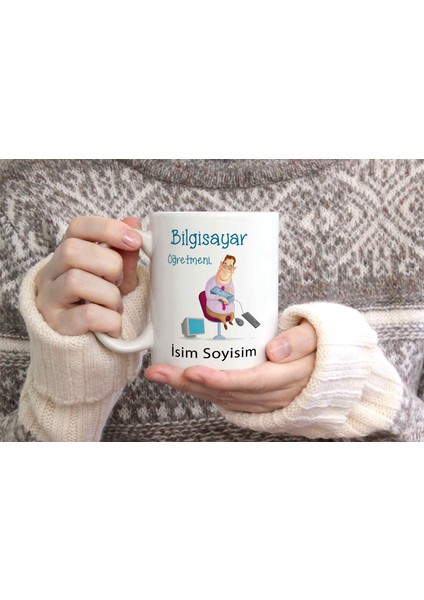 Bilgisayar Öğretmeni Temalı Kişiye Özel Seramik Kupa Bardak