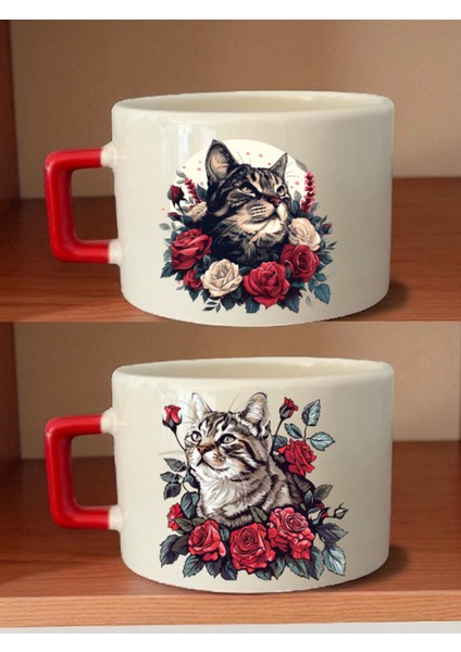 Muhteşem Kedi Baskılı Kahve Fincanı - Öğretmenler Günü Hediyeleri, Hediyelik Eşya