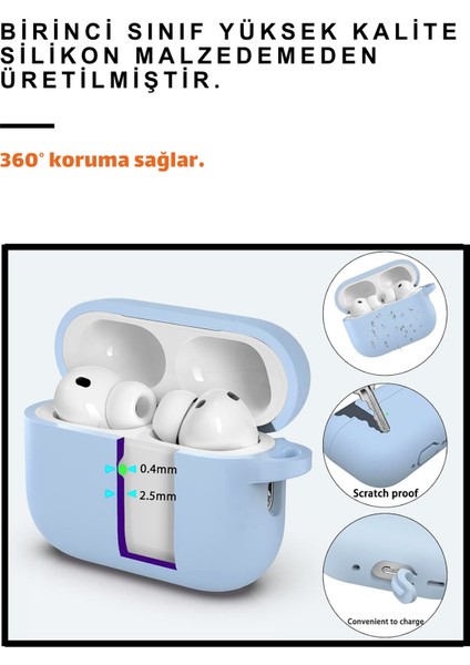 Pro 3. Nesil Uyumlu Açık Mavi Premium Silikon High Quality Kulaklık Kılıfı (2.5 MM KALINLIK) modelleri